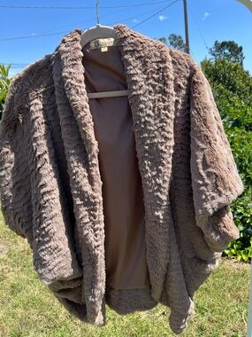 Taupe Faux Fur Open-Front Jacket